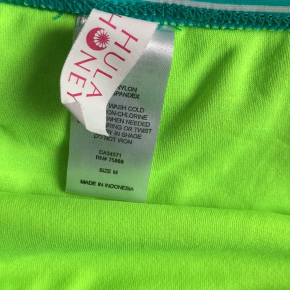 HULA HONEY💫Teal/Neon Yellow Striped 2 Piece String Bikini - Picture 7 of 12